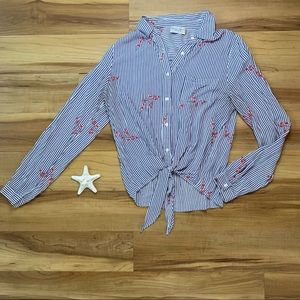 Dress Forum Women’s Striped Button Up Shirt, Size Medium